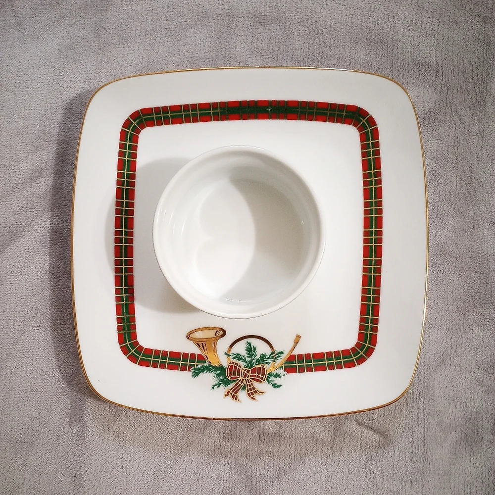 Vintage George's Briard The Hunt Chip Dip Platter Christmas Holiday